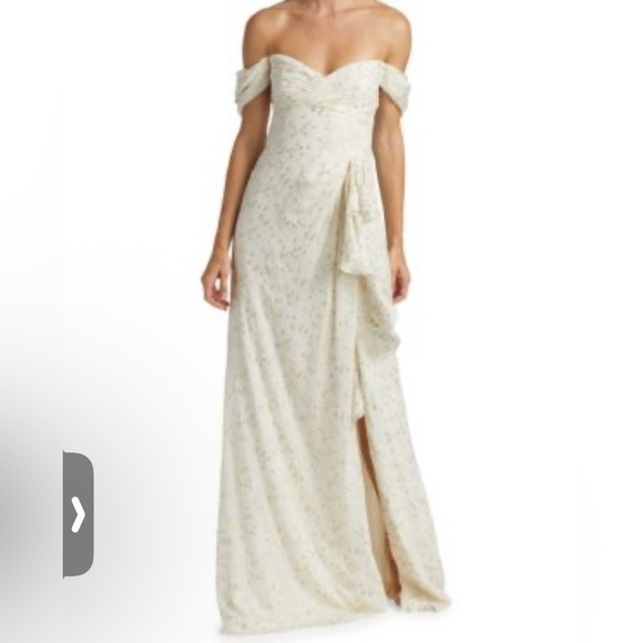 Monique Lhuillier Cream & Gold Dress | Size 14 | GUC - Picture 2 of 10